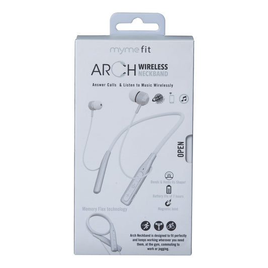 MyMeFit Arch Wireless Neckband Headphones White/Silver