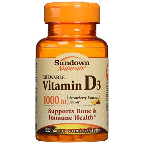 Sundown Vitamin D3 25mcg (1000iu) 120 Chewable Tablets (strawberry-banana flavored)
