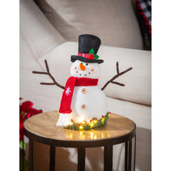 Evergreen LED Fabric Snowman Table Decor with Artificial