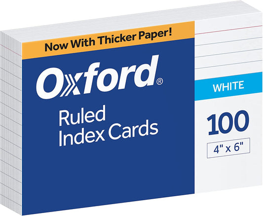 Oxford 4" x 6" Ruled Index Cards- 100 Count