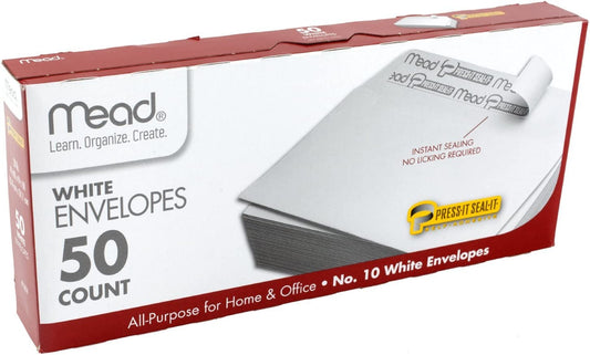 Mead No.10 White Envelopes- 50 Count
