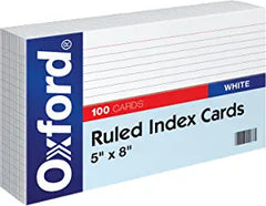 Oxford 5" x 8" Ruled Index Cards- 100 Count