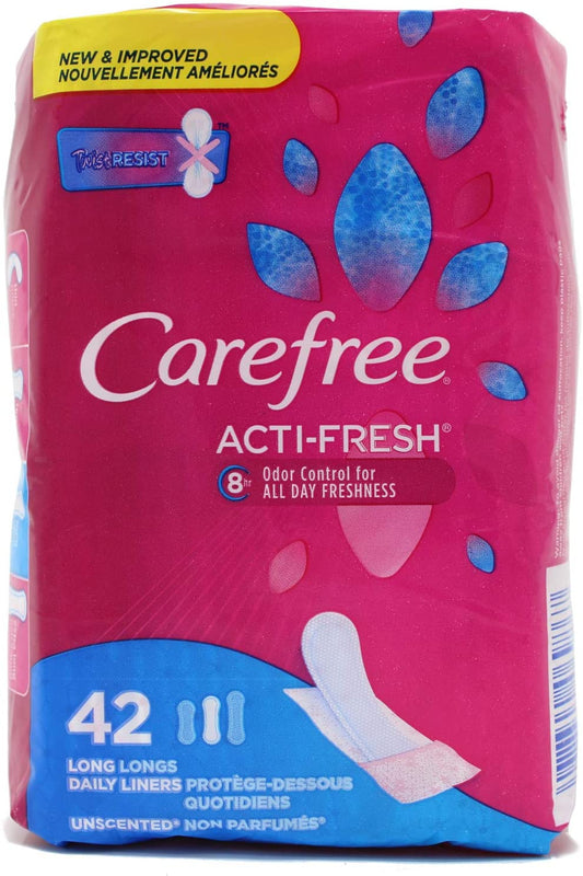 Carefree Acti-Fresh Long Daily Liners Unscented 42ct