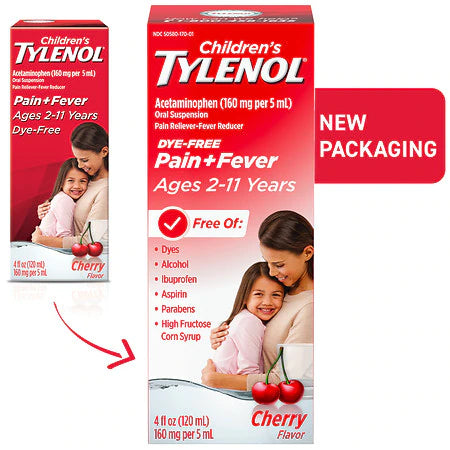 Children's Tylenol Pain + Fever Dye-Free Cherry Flavor 4fl oz
