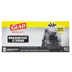 Glad Quick-Tie Large Trash Bags 30 gallon can 10ct