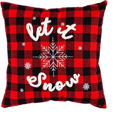 Let it Snow Buffalo Check Square Pillow