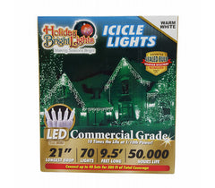 Holiday Bright Lights Warm White Icicle LED Lights Commercial Grade 9.5ft