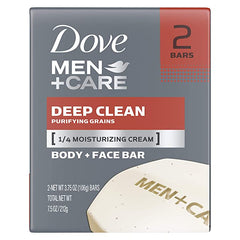 Dove Men+Care Deep Clean Body + Face Soap Bar 7.5 oz 2 ct.