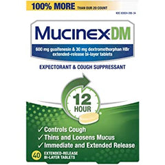 Mucinex DM Expectorant & Cough Suppressant 12Hour (40 extended-release bi-layer tablets)