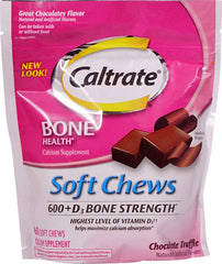 Caltrate 600+D3 Calcium Supplement Chocolate Truffle Soft Chews (60ct)