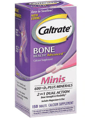 Caltrate Bone Health Advanced Calcium+D3 Plus Minerals 2 in 1 Dual Action (150 mini tablets)