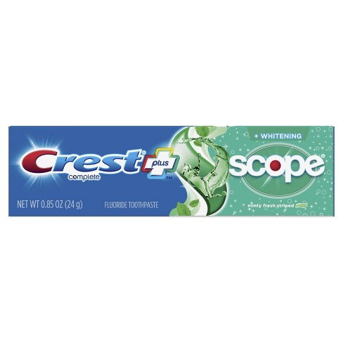 Crest Toothpaste Whitening Plus Scope Minty Fresh Striped Travel Size 0.85oz
