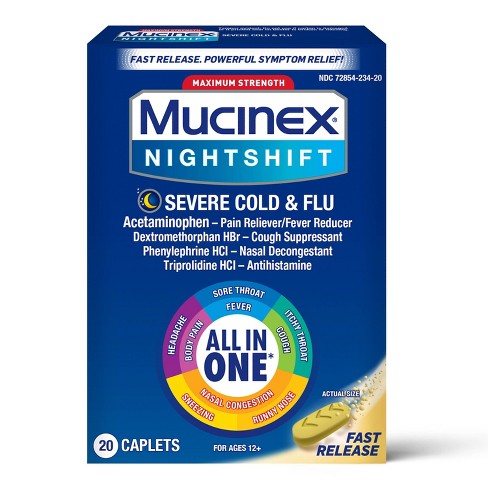 Mucinex Maximum Strength Nightshift Severe Cold & Flu (20 caplets)