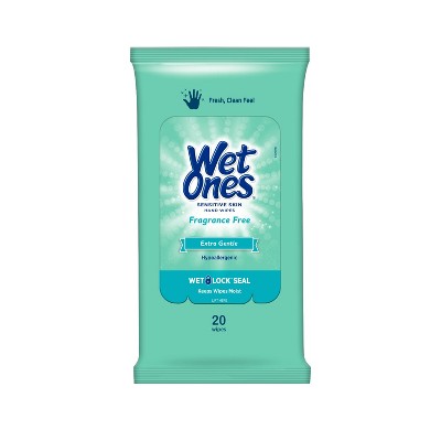 Wet Ones Sensitive Skin Fragrance Free Hand & Face Wipes 20 ct.