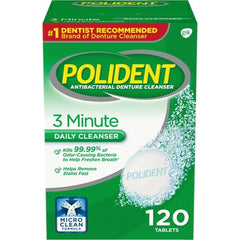 Polident 3 Minute Daily Cleanser Antibacterial Denture Cleanser 120 tablets