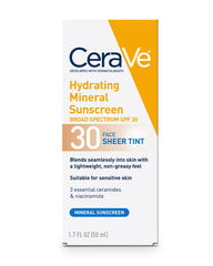 Cerave Hydrating Mineral Face Sunscreen SPF 30 Sheer Tint 1.7oz