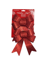 Christmas Noel Glitter Small Bows 2pk Assorted Colors