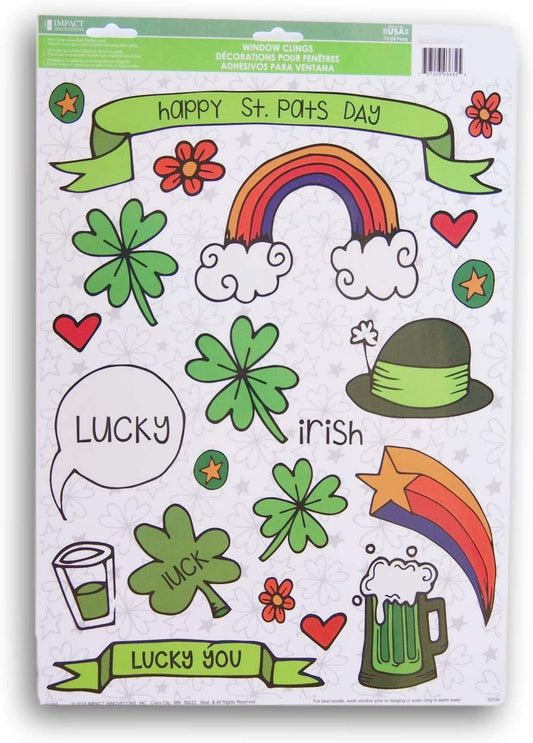 St. Patricks Day Window Clings Assorted 1ct