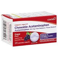 Leader Acetaminophen 160mg chew tabs grape 24count
