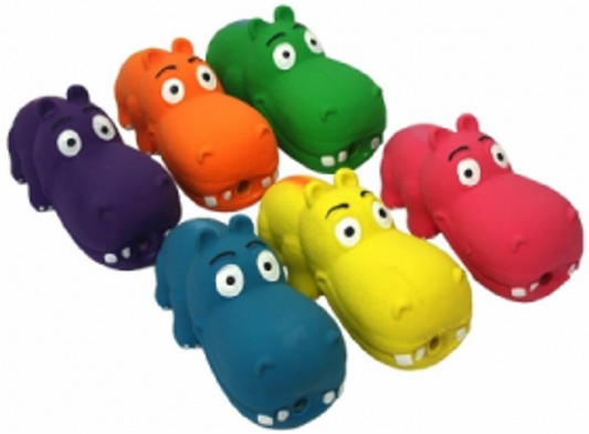 Multipet Squeakable Hippo Assorted Color 1ct