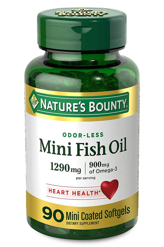 Nature's Bounty Oder-Less Mini Fish Oil 1290mg/900mg of Omega-3 (90 mini coated softgels)