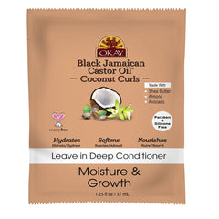 OKAY Black Jamaican Castor Oil Coconut Curls Leave in Moisture & Growth Conditioner 1.25 oz