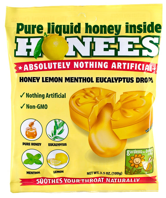 Honees Honey Menthol Cough Drops Honey Lemon, 20 Ea