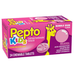 Pepto Kids Chewable Bubble Gum Flavored 24 Tablets