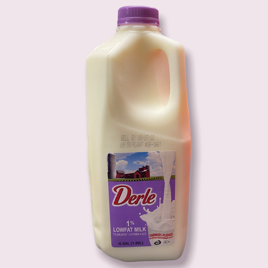 Derle Farms 1% Lowfat Milk 1/2 Gallon