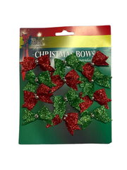 Christmas Green and Red Mini Bows 12ct
