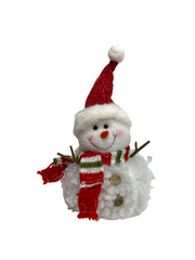 Evergreen Plush Snowman with Scarf and Hat Table Decor