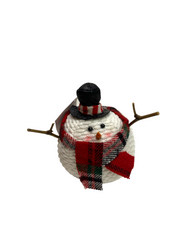 Evergreen Fabric Whimsical Snowman Table Decor Black Top Hat