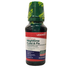 Leader Nighttime Cold/Flu liquid 8oz