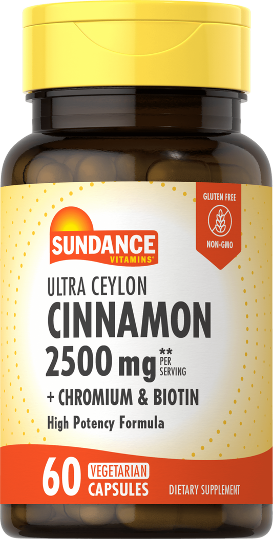 Sundance Cinnamon 2500mg + Chromium & Biotin (60 vegetarian capsules)
