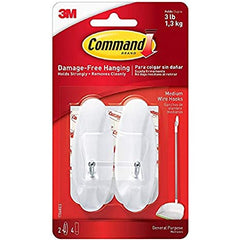 Command Medium White Wire Hooks 2ct