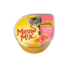 Meow Mix Tender Favorites w/ Real Salmon & Crab Meat in Sauce 2.75oz