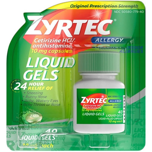 Zyrtec Allergy 24H Cetirizine HCI 10mg Liquid Gel Capsules 40ct