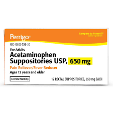 Perrigo For Adults Acetaminophen 650mg Suppositories 12count