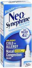 Neo-Synephrine Regular Strength Nasal Spray Non- Drowsy Cold & Allergy/ Nasal Congestion 1/2fl oz