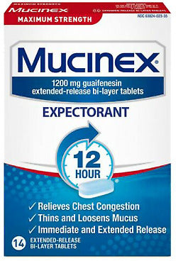 Mucinex Maximum Strength Expectorant 12 Hour (14 Extended-Release Bi-Layer Tablets)