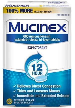 Mucinex Expectorant 600mg 12 Hour (40 extended-release bi-layer tablets)