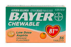 Bayer 81mg Low Dose Aspirin Regimen Chewable (36 orange flavored tablets)