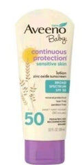 Aveeno Baby Continuous Protection Sensitive Skin Zinc Oxide Sunscreen SPF 50 3.0oz