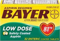 Bayer 81mg Low Dose Safety Coated Aspirin Regimen (32 enteric coated tablets)