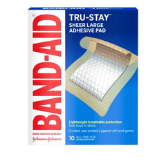 Band-Aid Tru-Stay Sheer Large Adhesive Pad-10 Count