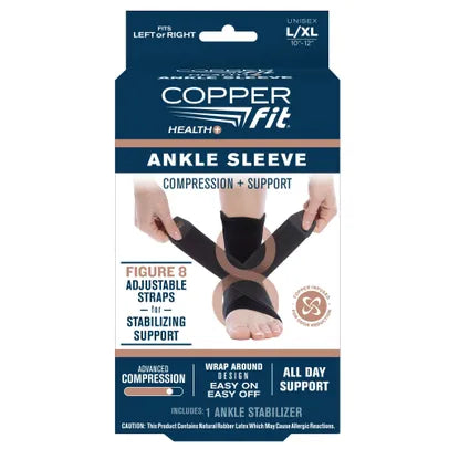 Copper Fit Adjustable Ankle Sleeve Compression + Support
