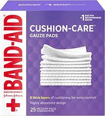 Band-Aid Cushion-Care Gauze Pads- 25 Medium Pads