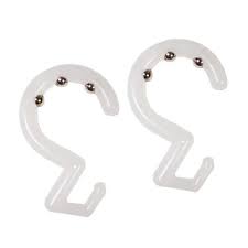 Excell White Roller Glide Shower Curtain Hooks 12ct