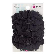 Scunci Mini Slinky Twisters Black Scrunchies 6pk