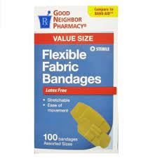 Good Neighbor Pharmacy Value Size Flexible Fabric Bandages- 100 Count Assorted Pack